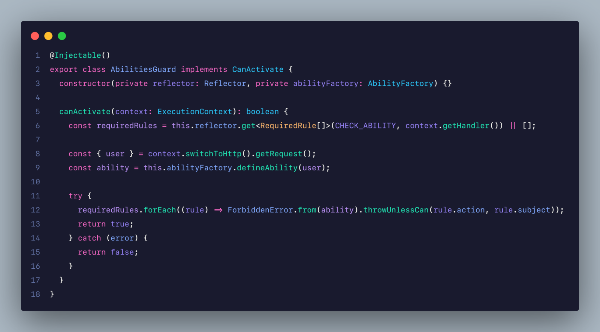 Authorization with CASL in NestJS: Create an Ability Guard: Create a guard to protect your routes based on the defined abilities