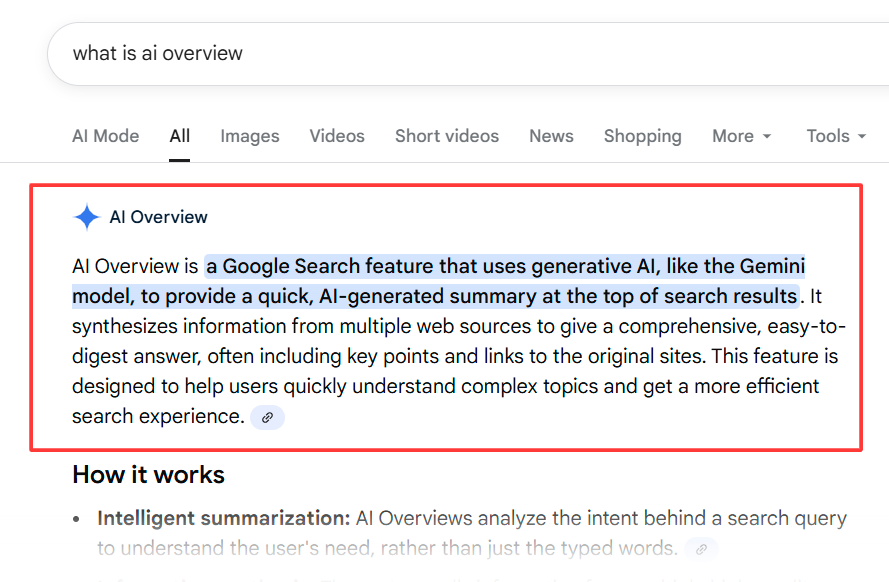 An example of AI Overview