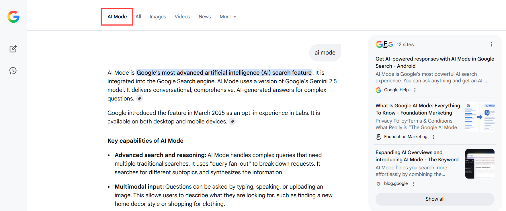 Google's AI Mode