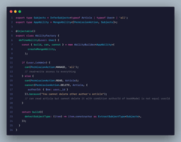 Authorization with CASL in NestJS: Define Abilities: Create an AbilityFactory to define the abilities for your application